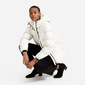 Everlane Women's Puffer Jacket Winter White w Black Accents L